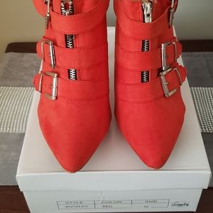 Ashley Stewart Size 12M Red Ankle bootie